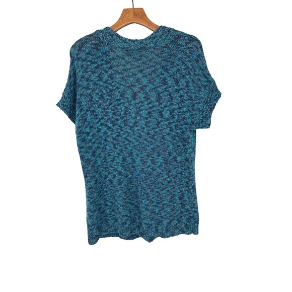 Coldwater Creek Womens sweater Short Sleeve Blue Cardigan Size large Cotton - Picture 3 of 5